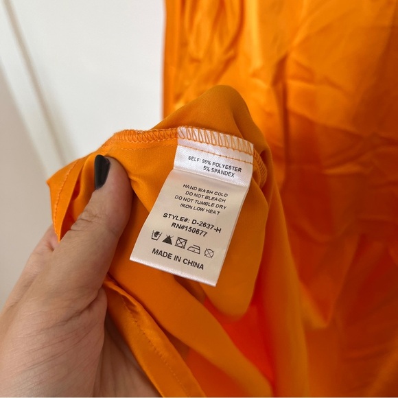 One One Six Orange Front tie Satin Mini Dress Women Size Medium - Picture 9 of 9